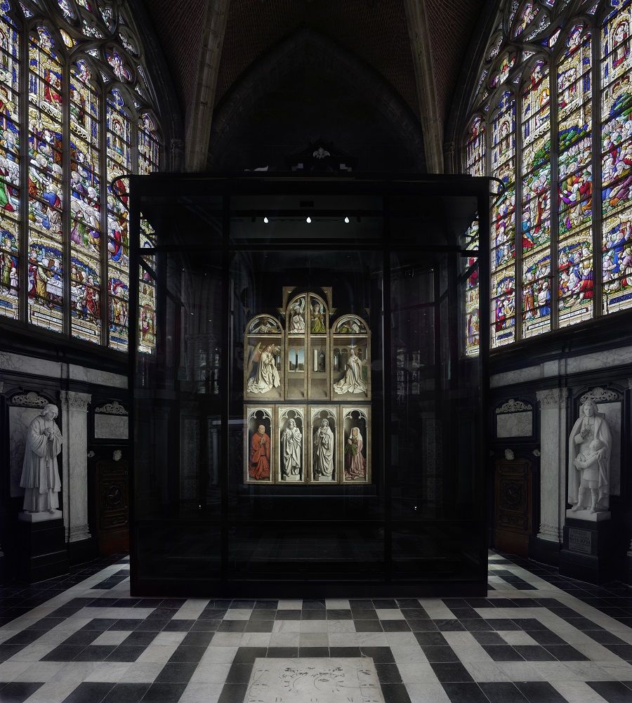 Jan og Hubert Van Eyck -Altertavle - St. Bavos-katedral - Gent - Flandern - Belgia