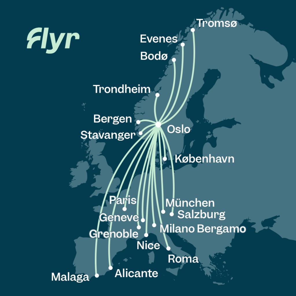 Flyr - Rutekart - januar -2022