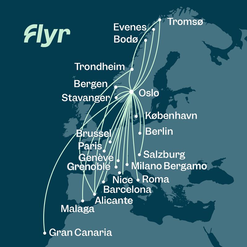 Flyr - Flyrutekart - 4. november 2021