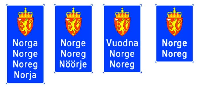 Nye Riksgrenseskilt - Bokmål - nynorsk - Samisk - kvensk -2022