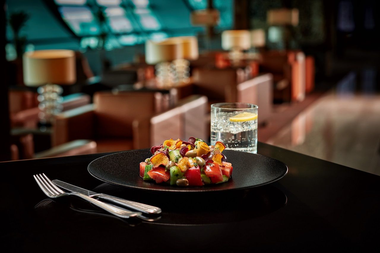 Vegan Mediterranean Salad - Emirates Premium Lounge in Dubai