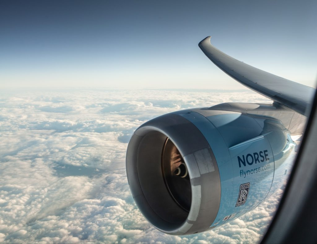 Utsikt fra passasjersete - Boeing 787 Dreamliner - Norse Atlantic Airways 