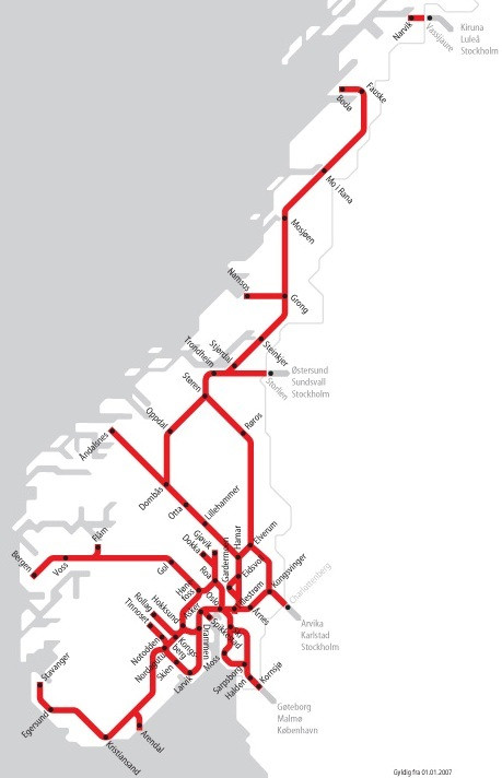 Jernbanekart - Norge - 2022