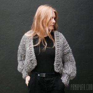 Chunky Knit Short Melange Cardigan 