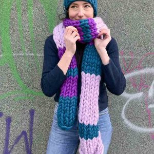 chunky-knit-handmade-big-yarn--merino-wool-snood-long-color-striped-winter-scarf-sustainable-fashion-trends-best-unique-christmas-gift