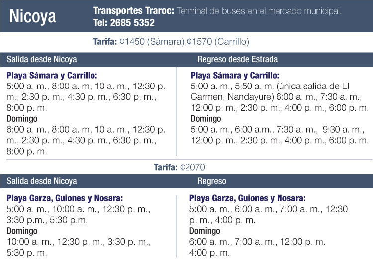 horarios de buses guanacaste